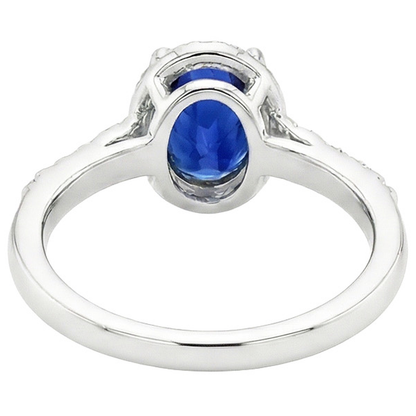 Halo Ring Twist Style Oval Blue Sapphire & Natural Earth Mined Diamonds 3.75 Carats