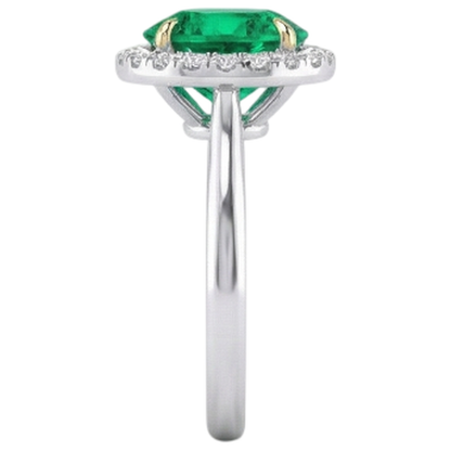 Natural Real ( Not Lab Grown ) Halo Ring Zambian Green Emerald GIA Wedding Jewelry