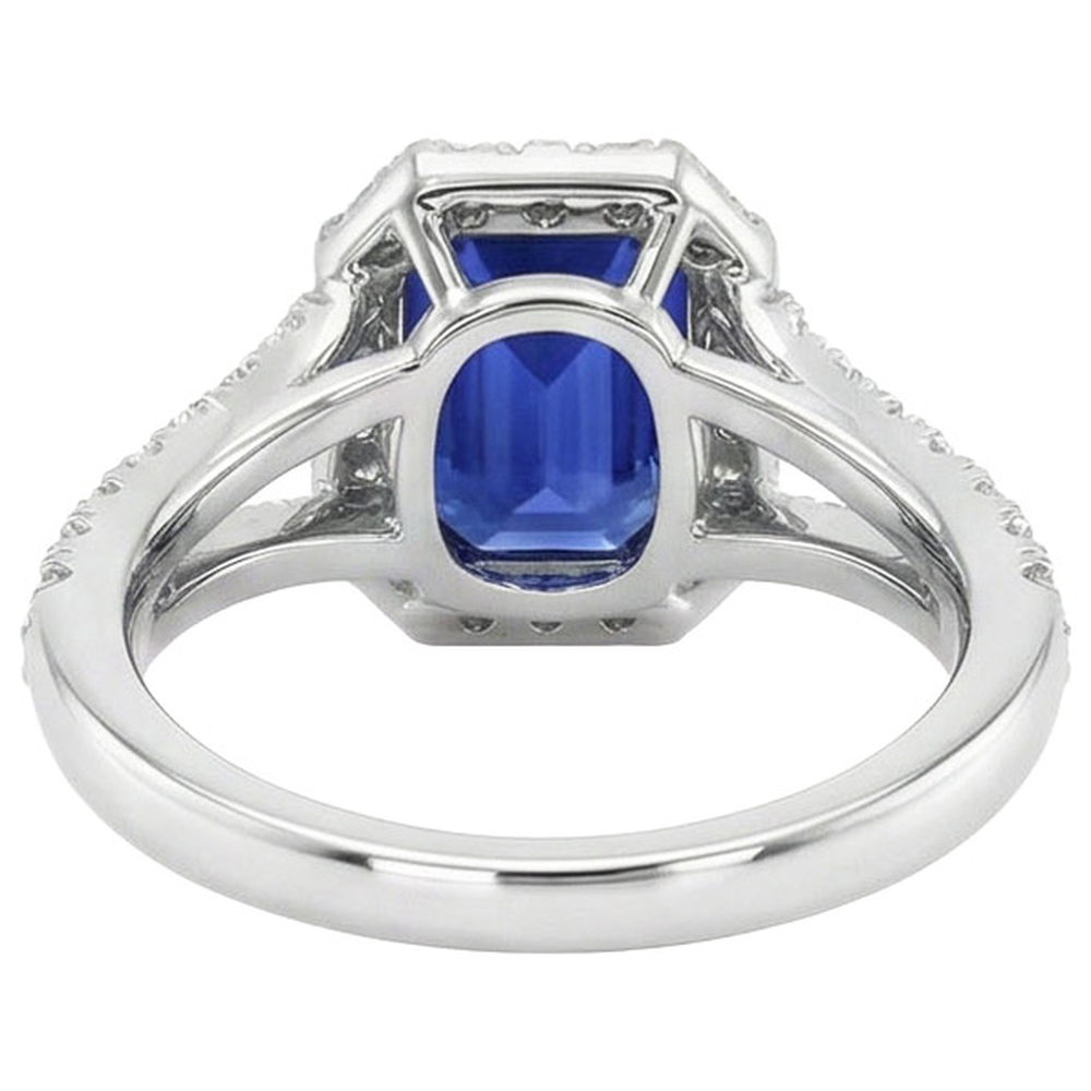 Halo Round IGI CERTIFIED Diamond & Ceylon Color Sapphire Engagement Ring 11.75 Carats