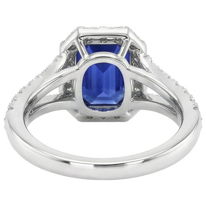 Halo Round IGI CERTIFIED Diamond & Ceylon Color Sapphire Engagement Ring 11.75 Carats