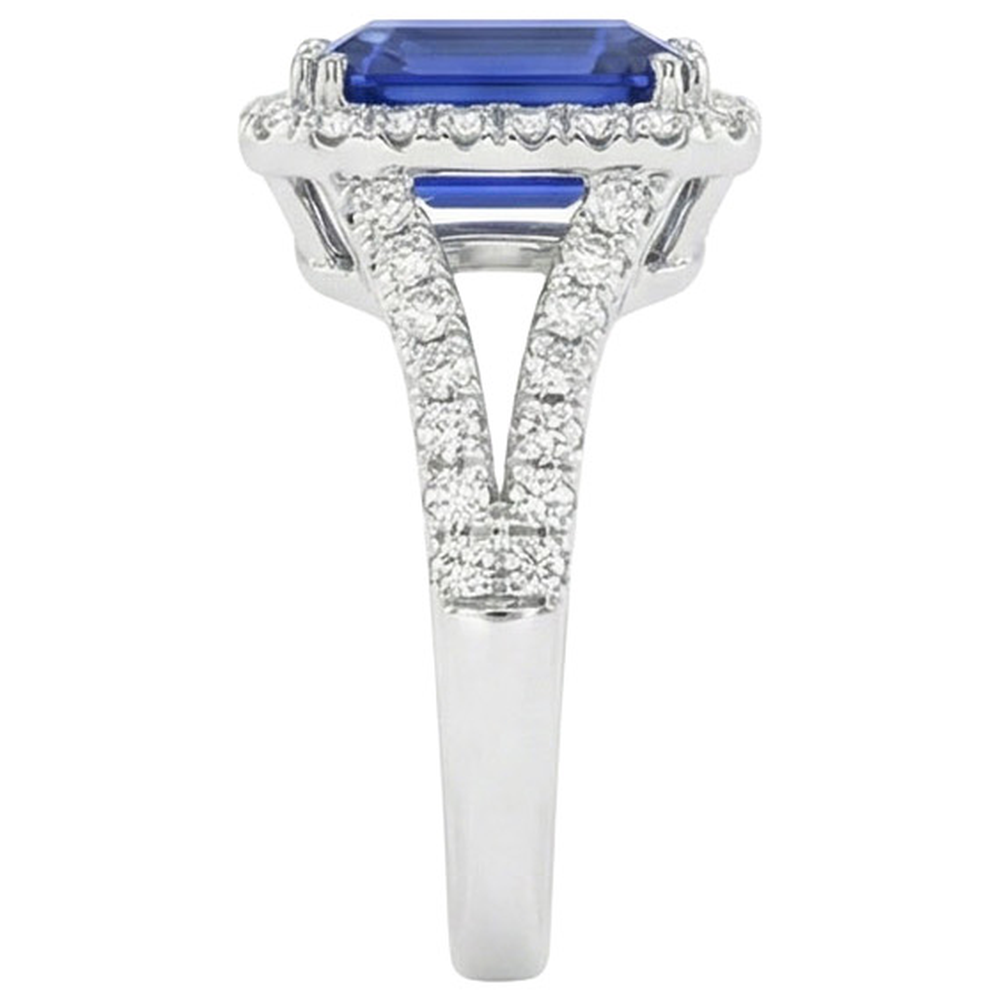 Halo Round IGI CERTIFIED Diamond & Ceylon Color Sapphire Engagement Ring 11.75 Carats