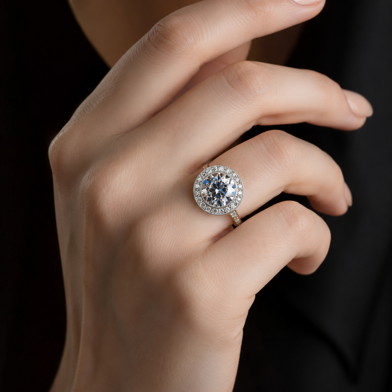 Halo Round Old Mine Cut Natural Real Diamond ( Not Lab Grown ) Ring Bezel Set 5.50 Carats Jewelry