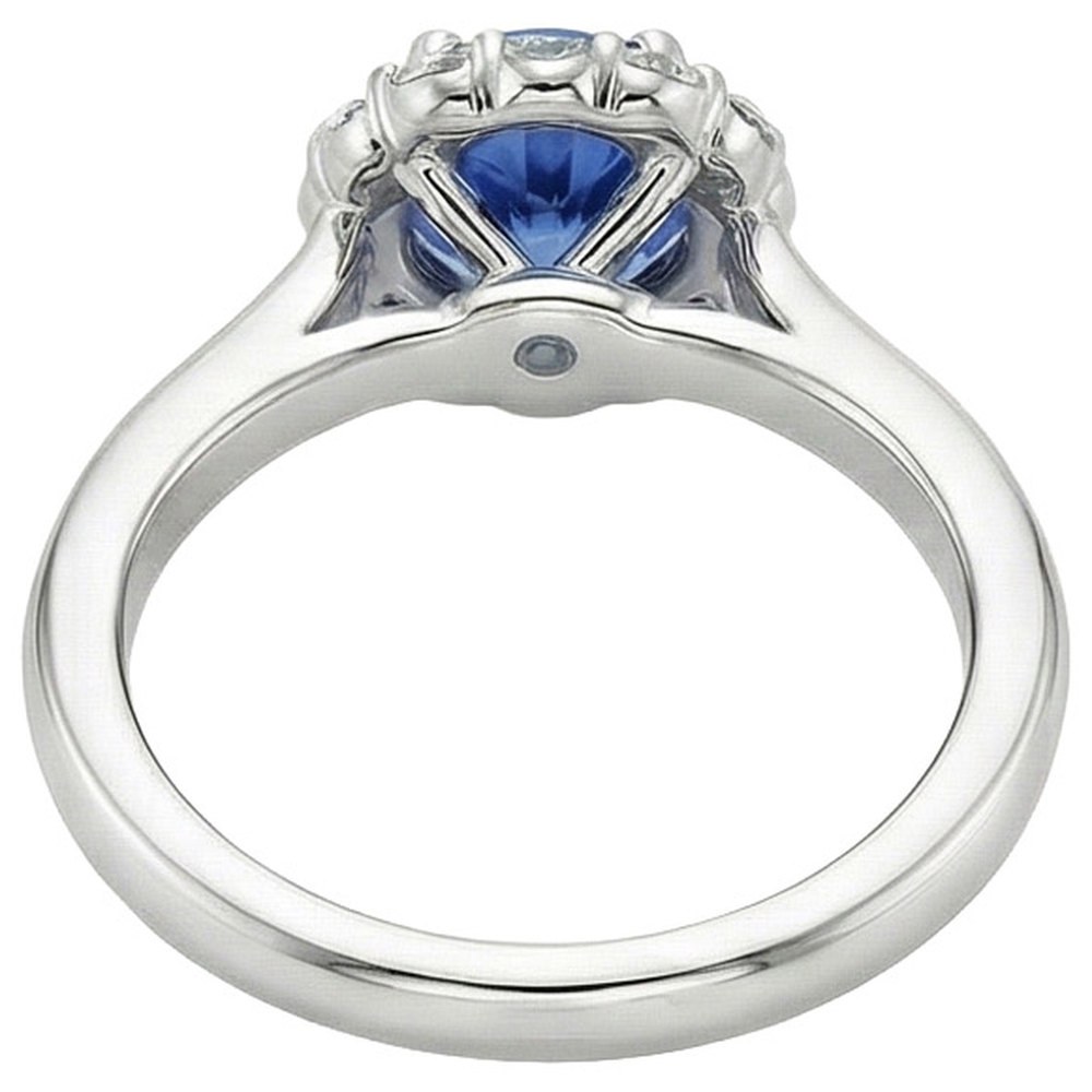 natural round sapphire 3.35ct ring profile view