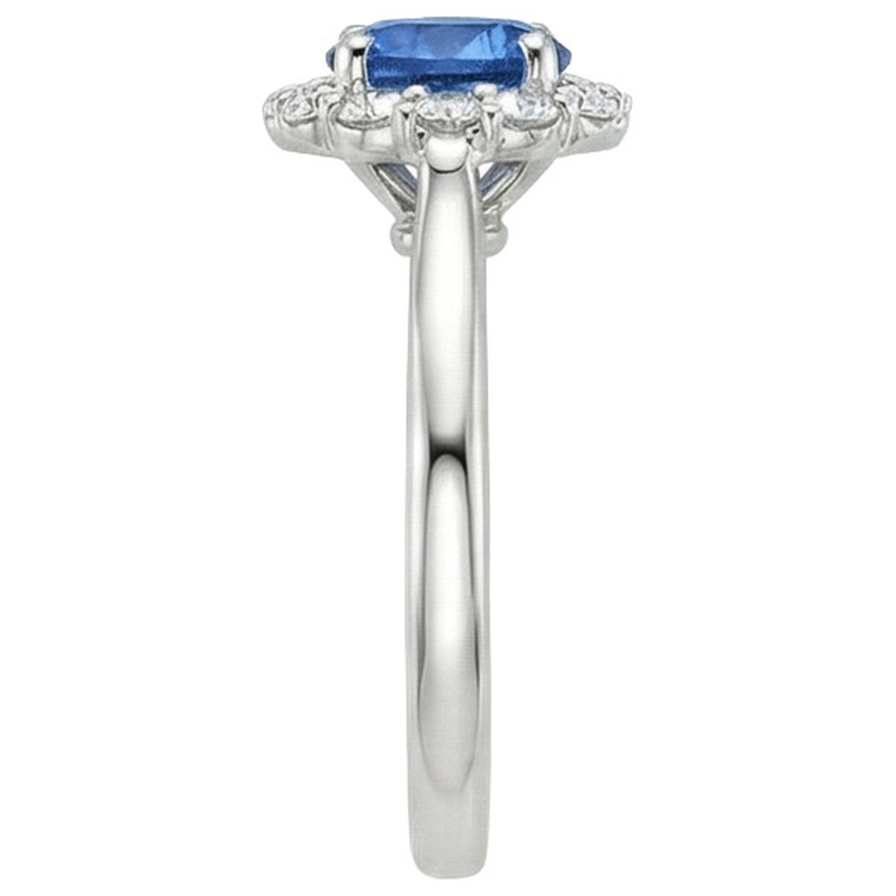 natural round sapphire 3.35ct ring top view