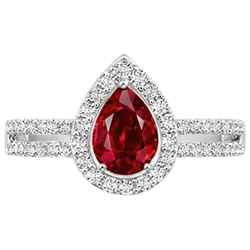 Halo Ruby And Natural Earth Mined Diamonds 4 Carats Engagement Ring Gold 14K
