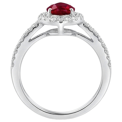 Halo Ruby And Natural Earth Mined Diamonds 4 Carats Engagement Ring Gold 14K