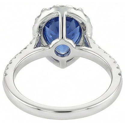 Halo Sapphire Pear Engagement Natural Earth Mined Diamond Ring