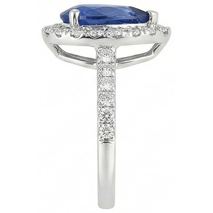 Halo Sapphire Pear Engagement Natural Earth Mined Diamond Ring