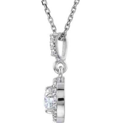 Halo-Styled GIA CERTIFIED Lab Grown Diamond Pendant Or Necklace 1.16 Carats 14K White Gold