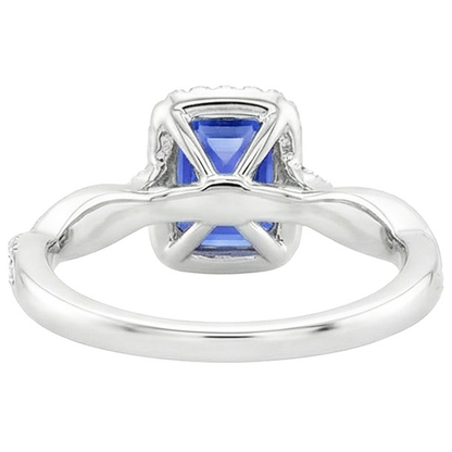 Halo Twist Ring Style Emerald Ceylon Sapphire & Natural Earth Mined Diamonds 4.25 Carats