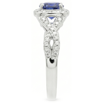 Halo Wedding Ring Round Sapphire Twisted Shank Natural Earth Mined Diamonds 2.50 Carats