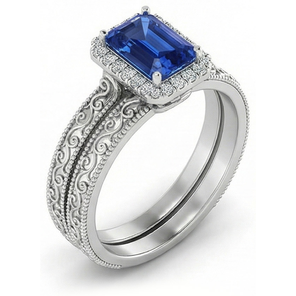 natural emerald sapphire 2.50ct ring front view