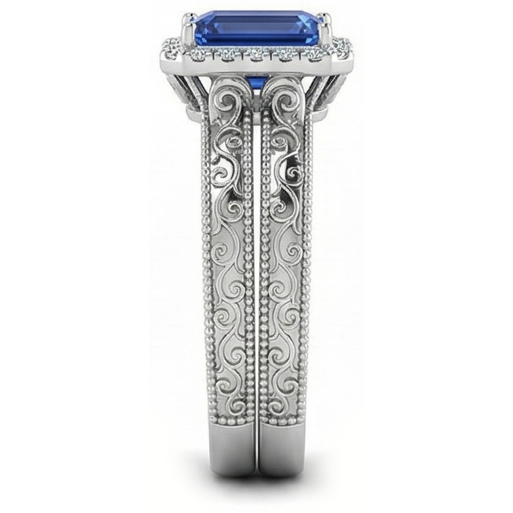natural emerald sapphire 2.50ct ring top view
