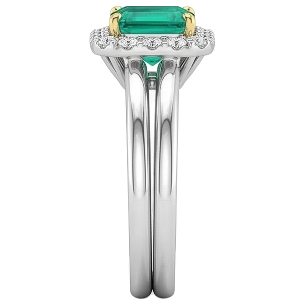 natural emerald emerald 2ct band profile view