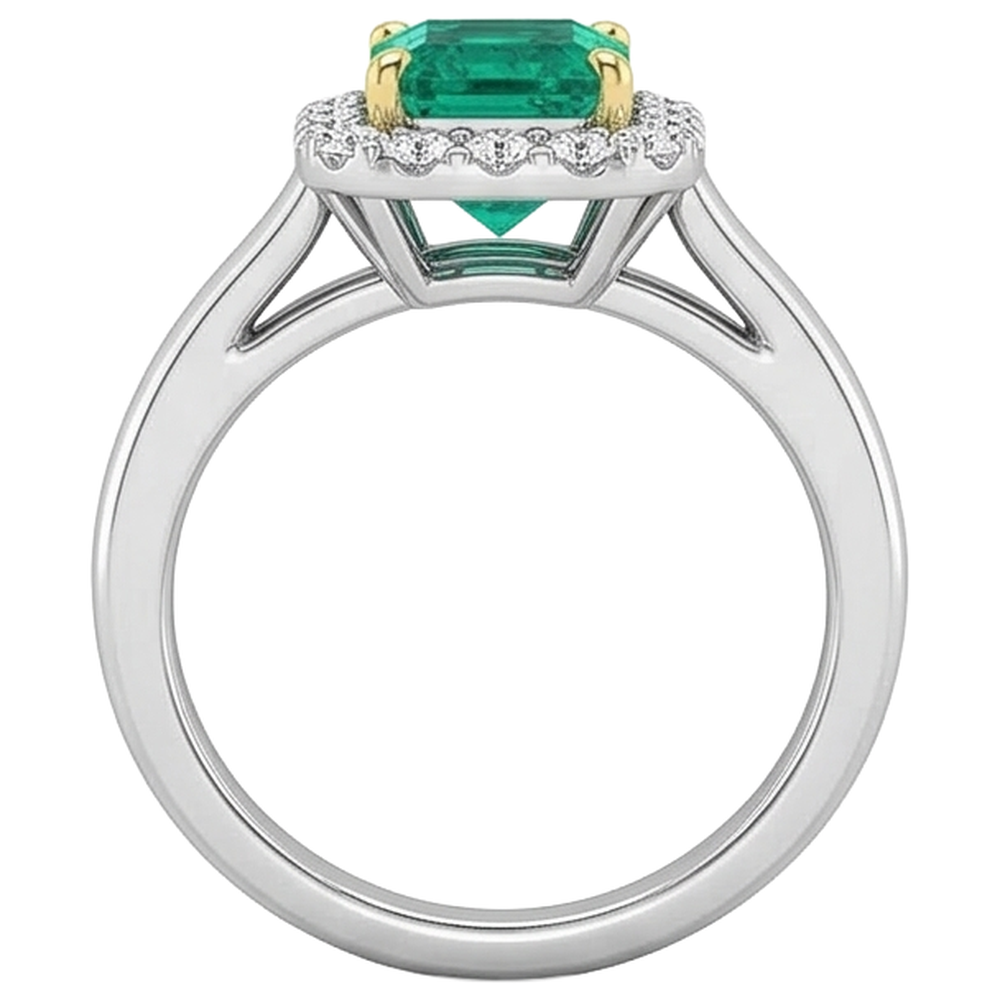 natural emerald emerald 2ct band on white background