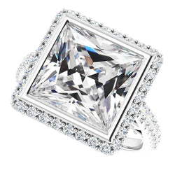 Halo 9 Carat Square Earth Mined Diamond Ring