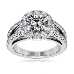 Halo Anniversary Ring Old Miner Natural Earth Mined Diamond Split Shank 7 Carats