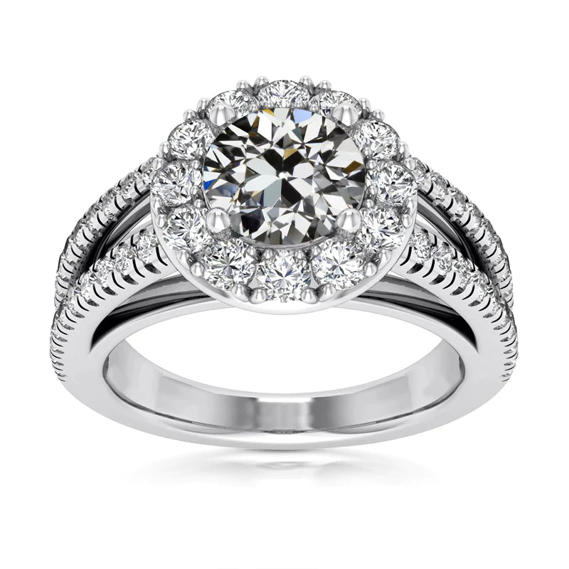 Halo Anniversary Ring Old Miner Diamond Split Shank 7 Carats