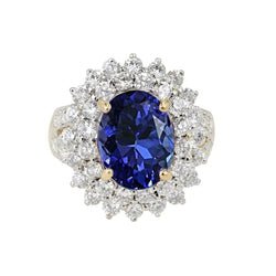 Halo Cocktail Ring With Tanzanite