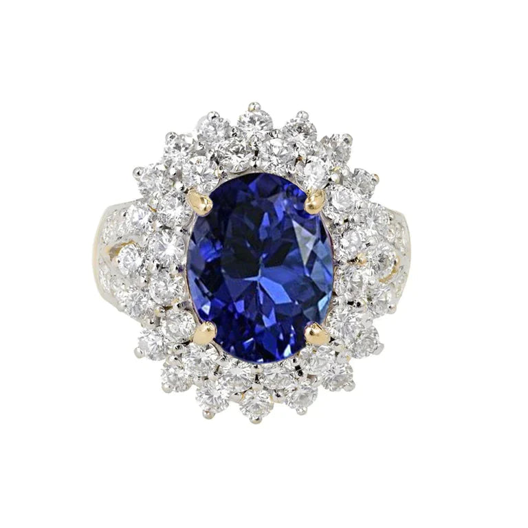 Halo Cocktail Ring With Tanzanite