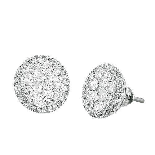 Halo Diamond Cluster Earrings 