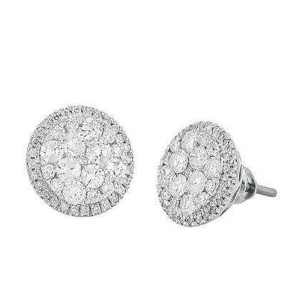 Halo Diamond Cluster Earrings 