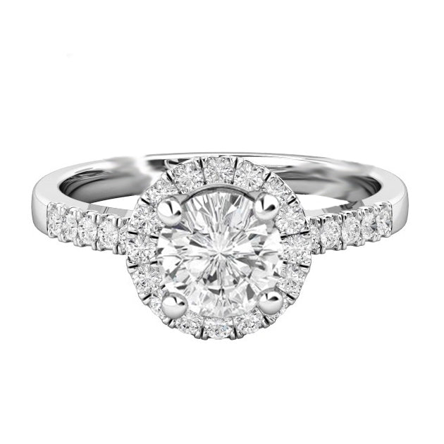Halo Diamond Engagement Ring 5.10 Carats 14K White Gold