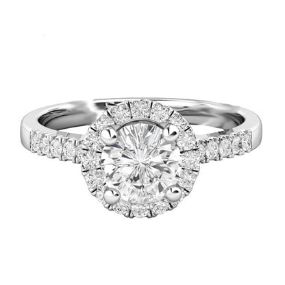 Halo Diamond Engagement Ring 5.10 Carats 14K White Gold