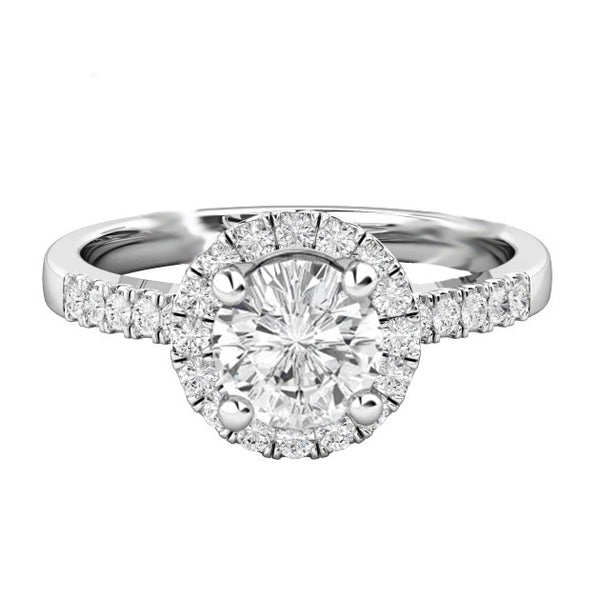 Halo Diamond Engagement Ring 5.10 Carats 14K White Gold