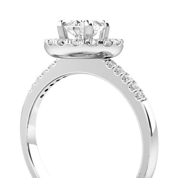 Halo Diamond Engagement Ring 5.10 Carats 14K White Gold