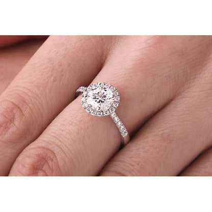 Halo Diamond Engagement Ring 5.10 Carats 14K White Gold