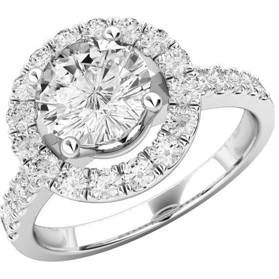 Halo Diamond Engagement Ring 5.10 Carats 14K White Gold