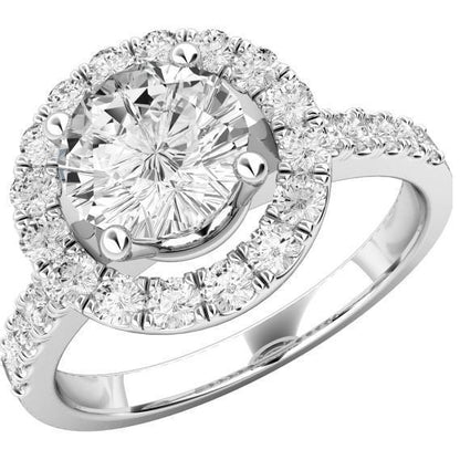 Halo Diamond Engagement Ring 5.10 Carats 14K White Gold