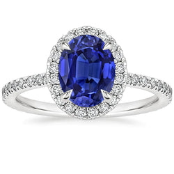 Halo Diamond Ring Sapphire Jewelry