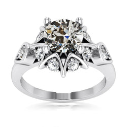 Halo Ring Round Old Mine Cut Natural Diamond Star Style Gold 4.50 Carats