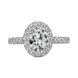 Halo Ring Round & Oval Old Miner Diamond 4.50 Carats Gold