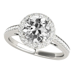 Halo Ring With Accents Old Cut Round Mined Diamonds 4.75 Cts Ladies Jewelry