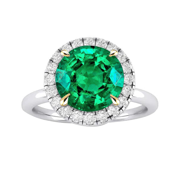 Halo Ring Zambian Green Emerald Wedding Jewelry