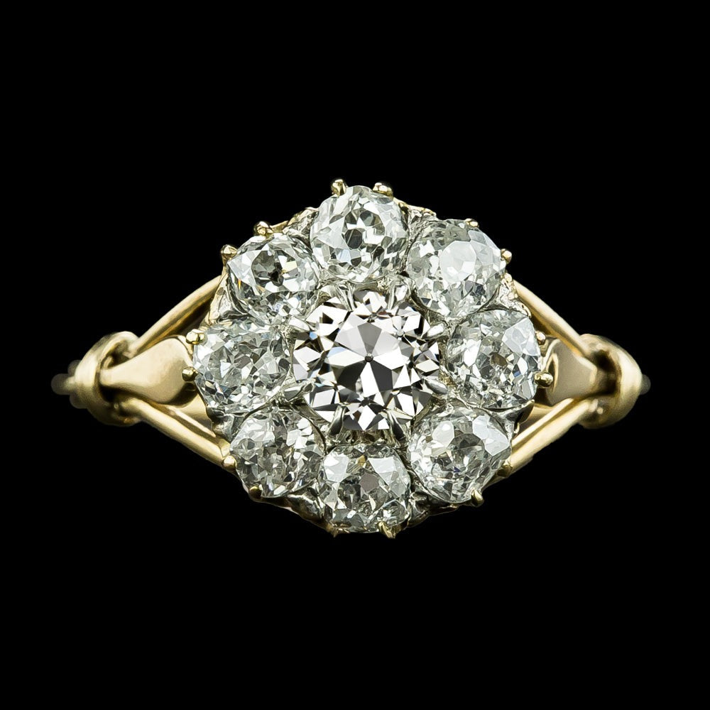 Halo Wedding Ring Old Mine Cut Diamond 9.50 Carats Two Tone