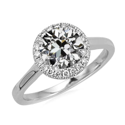 Halo Wedding Ring Round Old Cut Mined Diamond Women’s Gold Jewelry 4 Carats