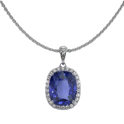 Halo Cushion Kashmir Sapphire & Natural Earth Mined Diamond Pendant Necklace 2.50 Carats