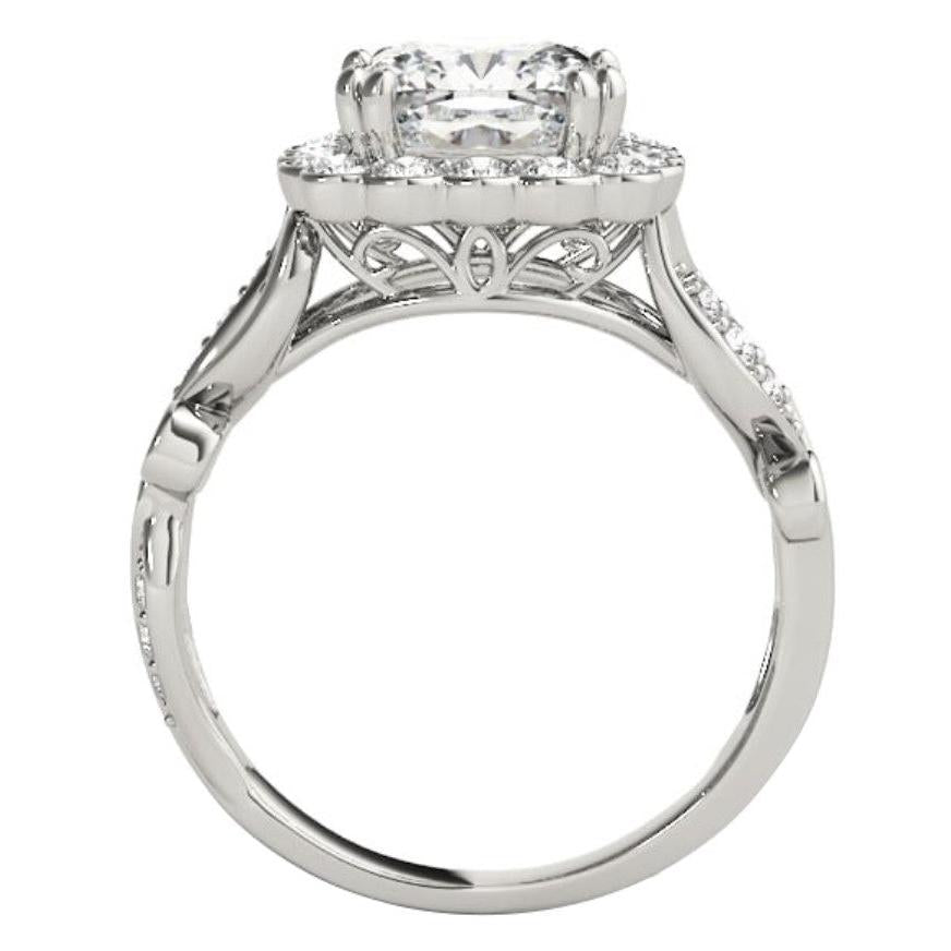 Halo Cushion Old Cut Huge Lab Grown Diamond Ring Flower With Leaf Style 10 Carats