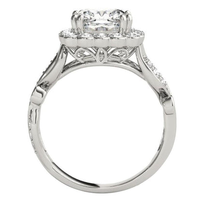 Halo Cushion Old Cut Huge Lab Grown Diamond Ring Flower With Leaf Style 10 Carats