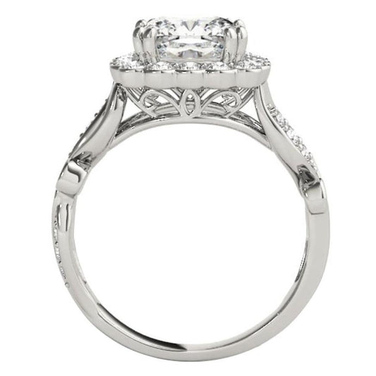 Halo Cushion Old Cut Huge Lab Grown Diamond Ring Flower With Leaf Style 10 Carats