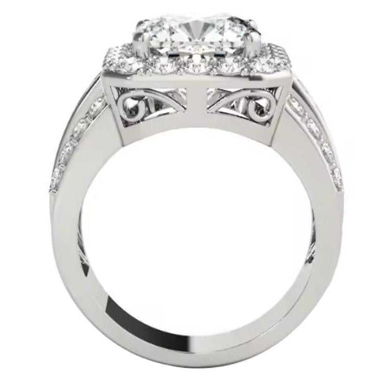 Halo Cushion Old Mine Cut Lab Grown Diamond Ring Triple-Row Accents 11.50 Carats
