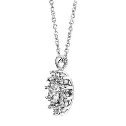 Halo Lab Grown Diamond Pendant Oval Necklace With Chain 2 Carats White Gold 14K GIA CERTIFIED