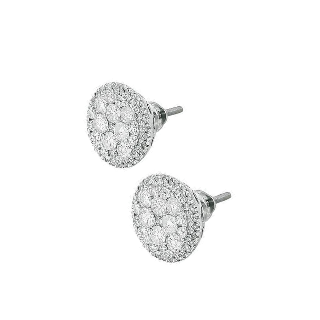 Halo Natural Earth Mined Diamond Cluster Earrings