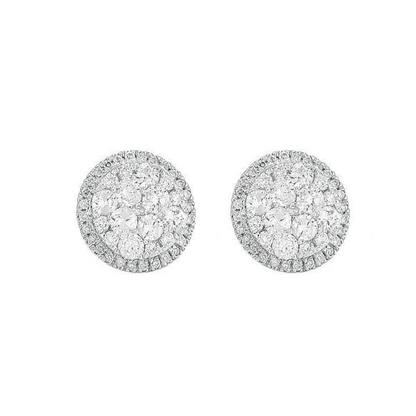 Halo Natural Earth Mined Diamond Cluster Earrings