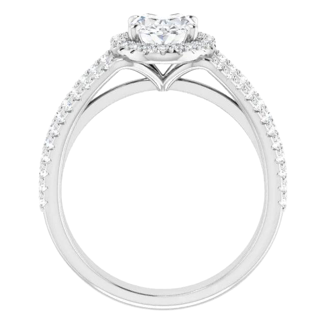 Halo Oval Old Cut Diamond Ring Prong Double Split Shank 8.75 Carats
