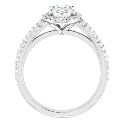 Halo Oval Old Cut Diamond Ring Prong Double Split Shank 8.75 Carats